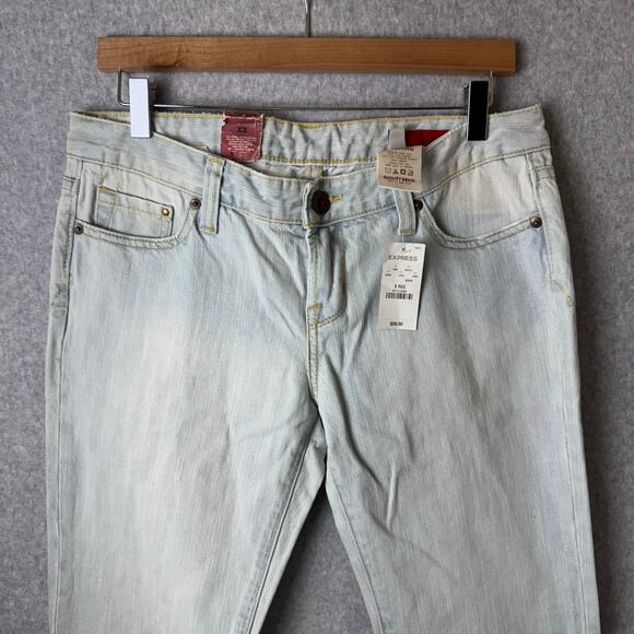 NWT Express Jeans Flare Leg Women’s Sz 8 Vintage Bleach Wash Cotton Western Boho - Picture 4 of 15